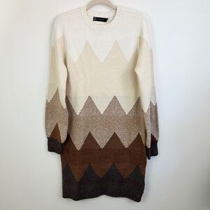 Long Sleeve Chevron Sweater Dress